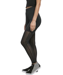 Promo ???? Mode- Lifestyle Femme Urban Classics Urban Classics Ladies - High Waist Tech Mesh Leggings NOIR ????